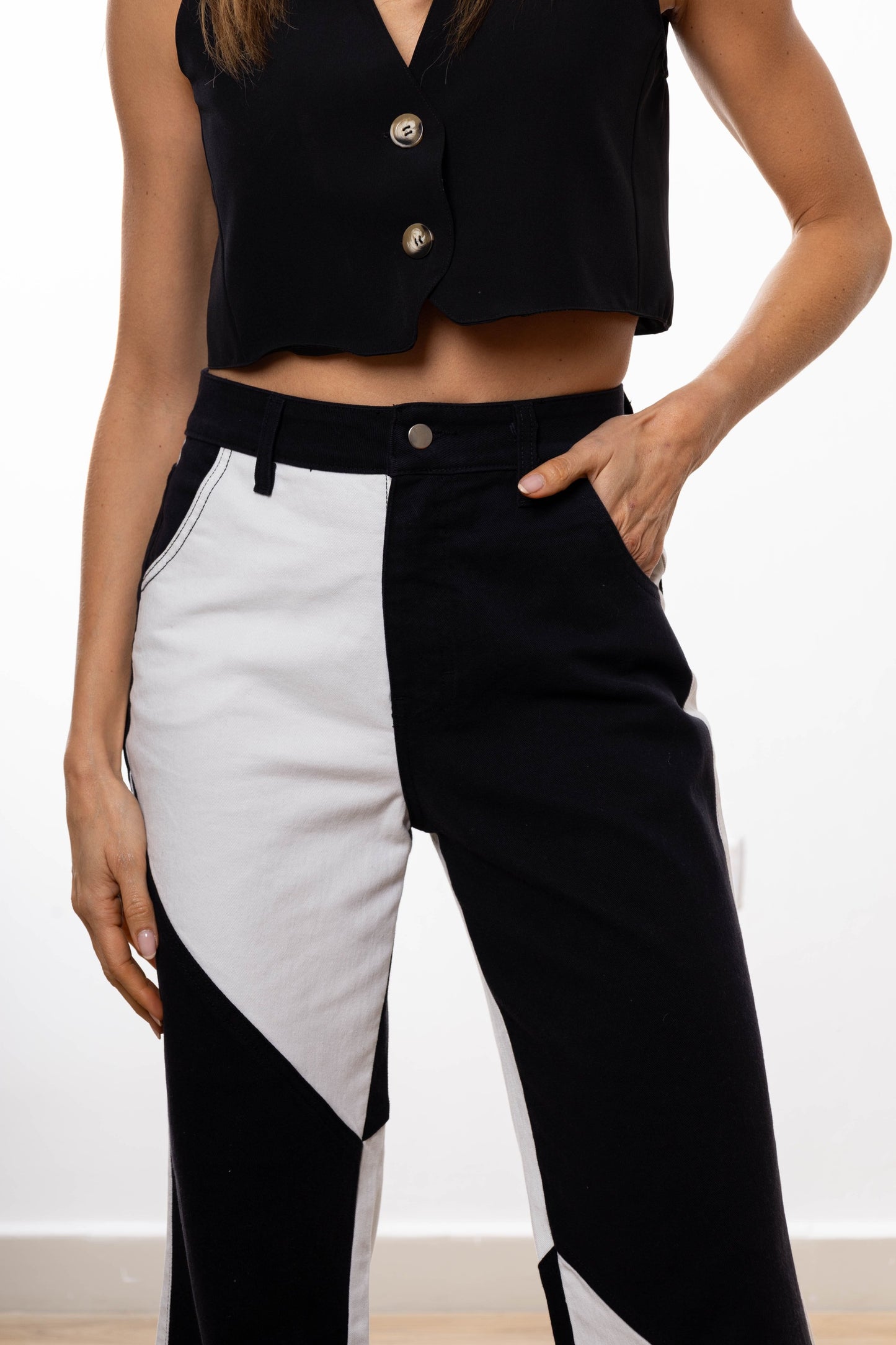 Pantalon Denim Pandora - blanco y negro