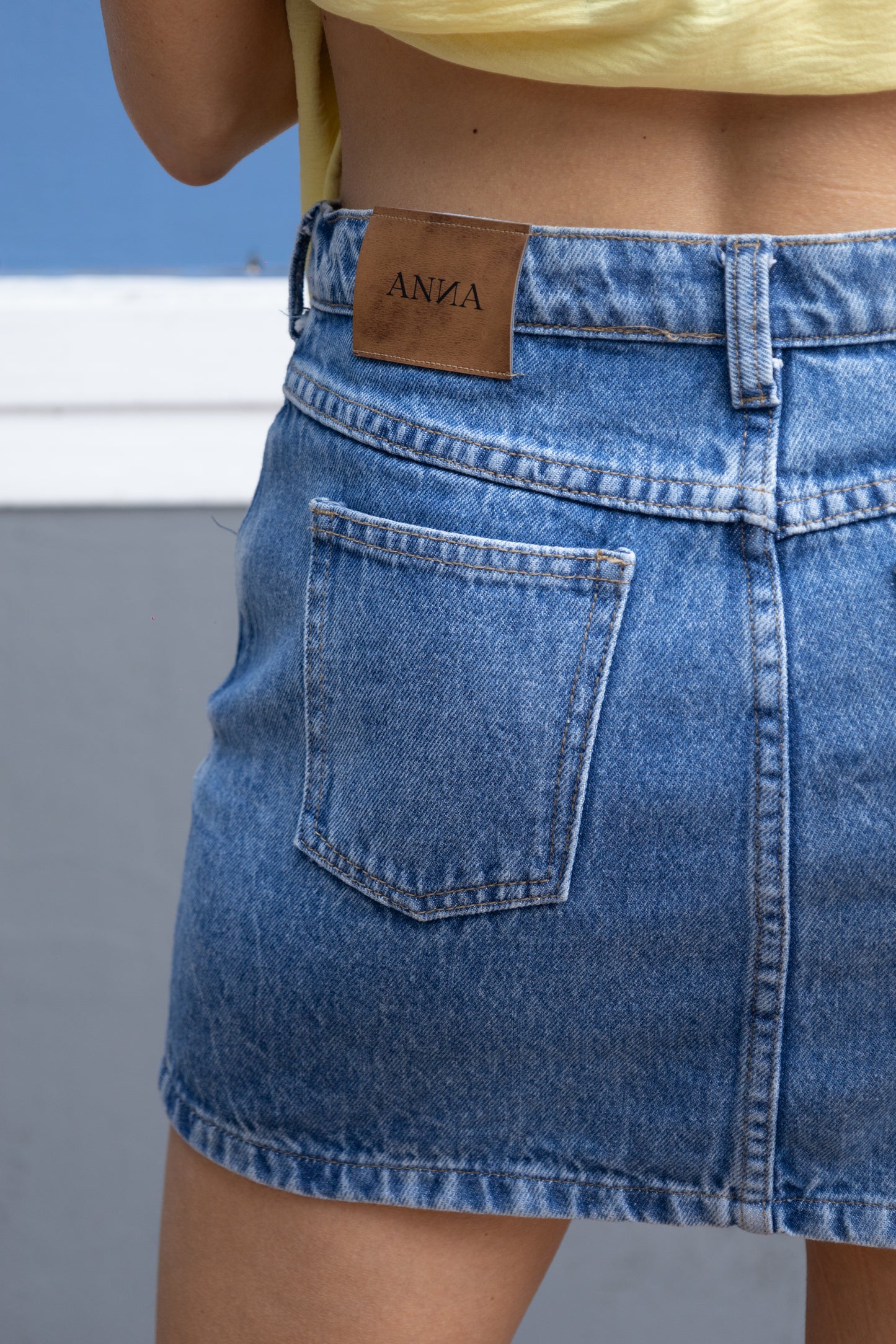 Falda denim Kai - celeste