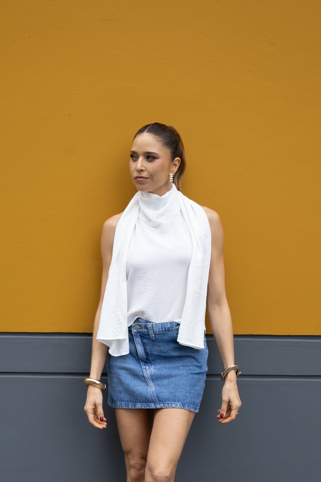 Top halter Galia - blanco hueso