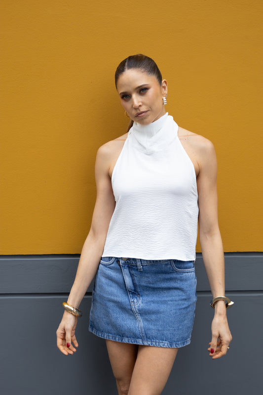Top halter Galia - blanco hueso