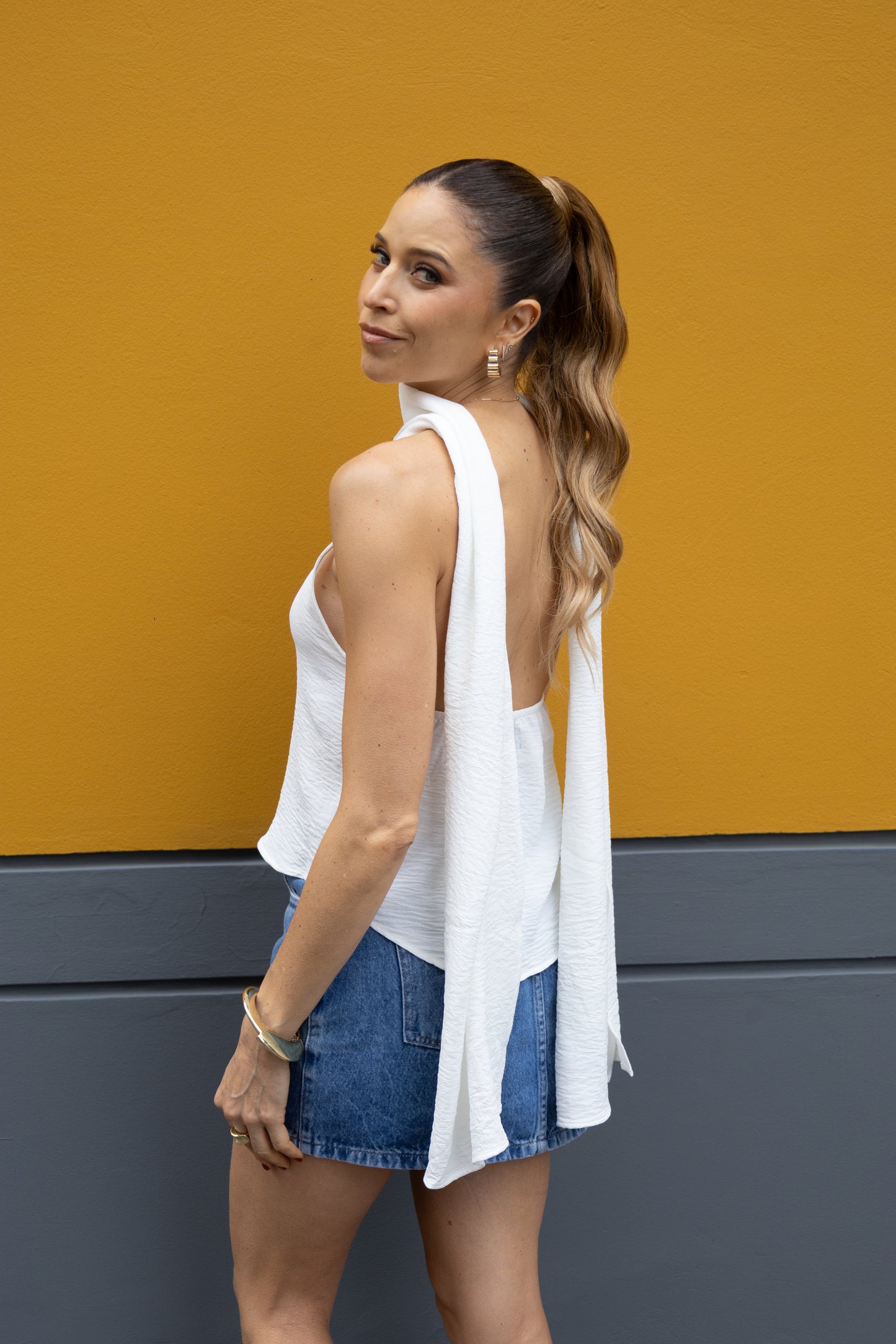 Top halter Galia - blanco hueso