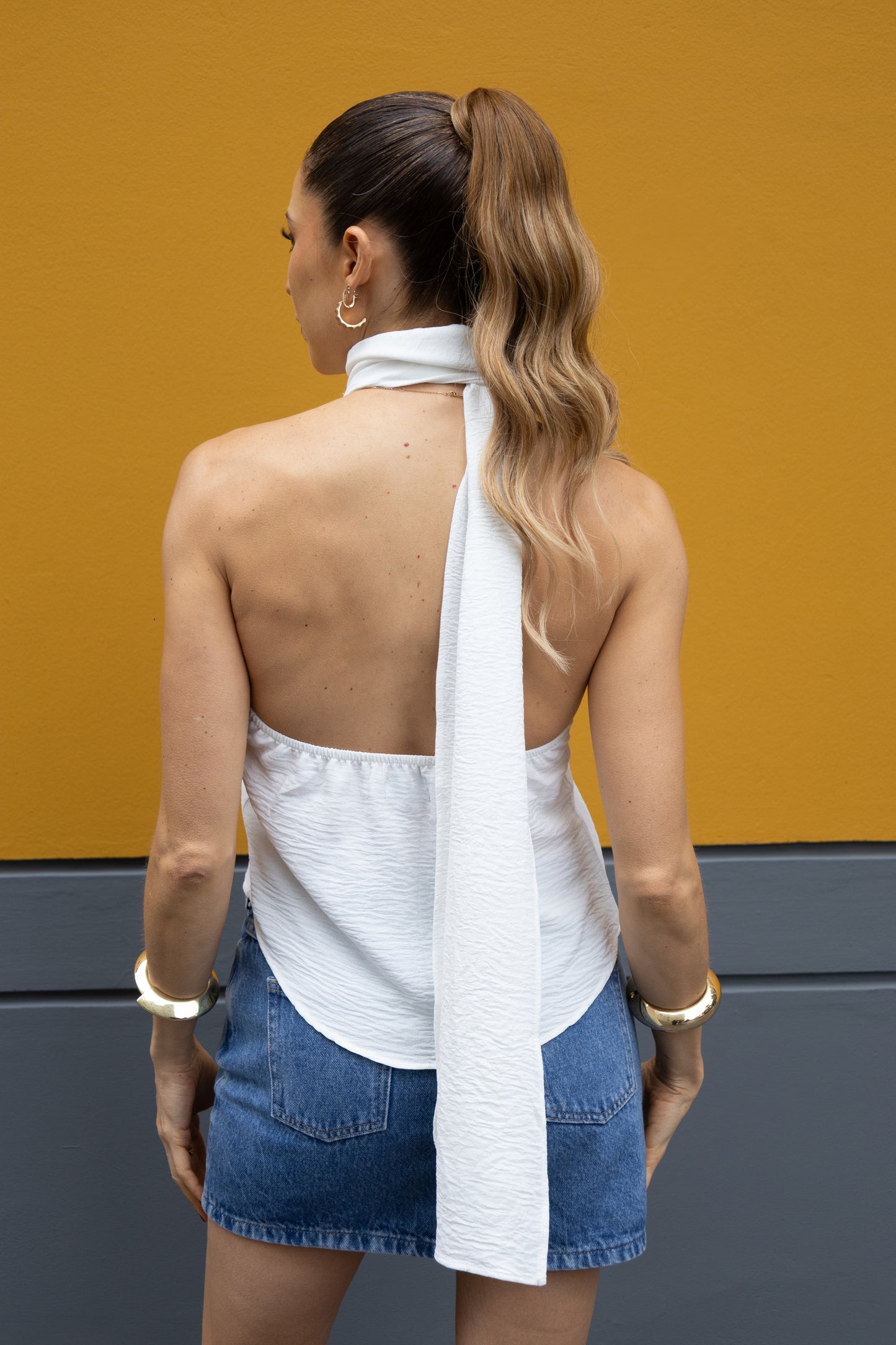 Top halter Galia - blanco hueso